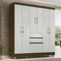 Imagem de Guarda Roupa Casal Lia 6 Portas Cedro/ Off White - Moveis Arapongas