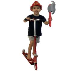 Imagem de Patinete Dobrável 2 Rodas Infantil + Fantasia Kit Bombeiro - Dm Toys