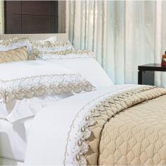 Imagem de Jogo de Cama Casal Maiori 4 Peças Percal 200 Fios Bernadete Casa Bege