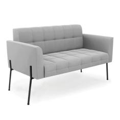 Imagem de Sofá Namoradeira 2 Lugares Pé de Ferro Preto Elisa Suede Cinza D03 - D'Rossi