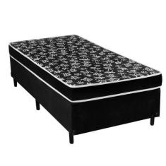 Imagem de Cama Box Solteiro Suede Preto + Colchão Espuma D20 Preto Oriental Buen