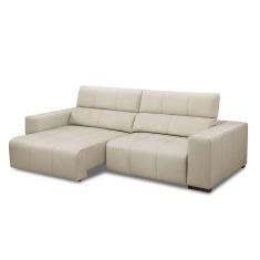 Imagem de sofá 4 lugares retrátil e reclinável bramare molas ensacadas couro branco 250 cm