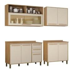 Imagem de Cozinha Completa 2 Armários Aéreos e 2 Balcões Salvador Cinamomo/off White