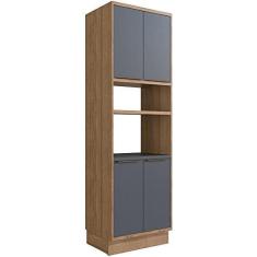 Imagem de Coluna Cozinha Modular 100% Mdf Édez Uno, 4 Portas e 1 Prateleira, Grafite e Louro Freijó