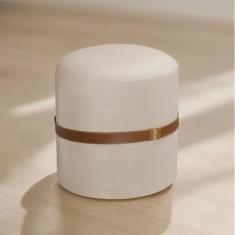 Imagem de Banqueta Puff Berlim Veludo Cinta Couro Legítimo Qualidade - TB ECOMME