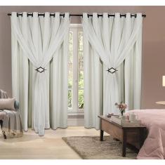 Imagem de Cortina Corta Luz 2,00m X 2,50m 100% Blackout Com Voil  Para Sala Ou Quarto Para Varão Simples