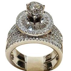 Imagem de MuYiYi11 Conjunto de anéis femininos envolvidos, 2 peças/conjunto de joias de anel de noivado com zircônia cúbica feminina moderna