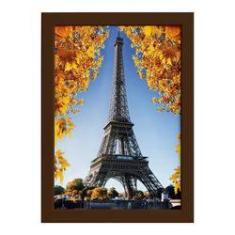 Imagem de Quadro Foto Paris Torre Eiffel e Flores Moldura Marrom 22x32