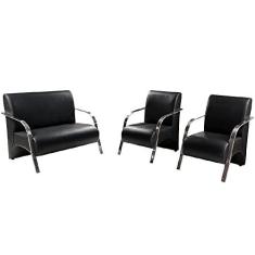 Imagem de Conjunto Poltronas Venus Braços em Alumínio 1 Namoradeira, 2 de um Lugar Tecido Sintetico