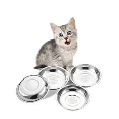 Imagem de VENTION Tigelas de aço inoxidável para gatos, tigela para gatos com bigode fadiga, pratos de metal para gatos, prato raso de comida para gatos