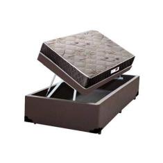 Imagem de Cama Box Baú Solteiro Colchão Espuma D33 + Box Sintético Marrom Serra Negra 62x88x188