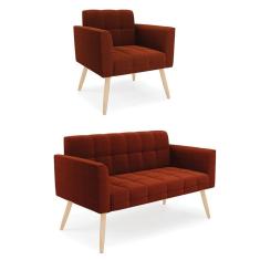 Imagem de Namoradeira e Poltrona Pé Palito Natural Elisa Bouclê D03 - D`Rossi