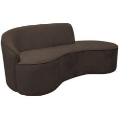 Imagem de Sofá Curvo 02 Lugares 150cm Eron Braço Direito Veludo Marrom Escuro -