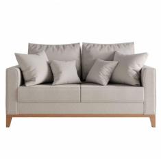 Imagem de Sofá 2 Lugares Decorativo 1,60cm Beni Base Madeira Linho Bege - Montanaris Decor