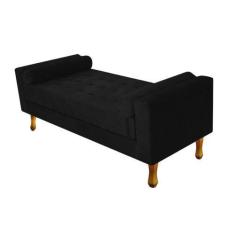 Imagem de Recamier Baú Félix Solteiro 100cm Suede Preto - Doce Sonho Móveis