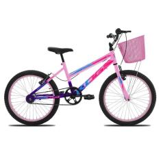 Imagem de Bicicleta Infantil Feminina Aro 20 KOG com Cestinha Cor:Violeta Degrade+Rosa