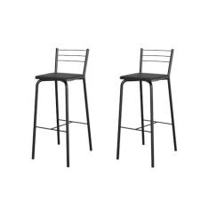 Imagem de Conjunto Banqueta para Cozinha Flex Ref B270 2 Peças Preto/preto