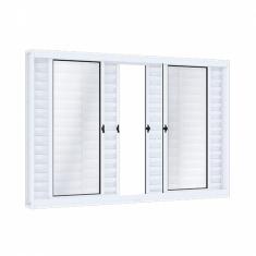 Imagem de Janela de Aço Veneziana de Correr 100x120cm 6 Folhas Riobras Branco