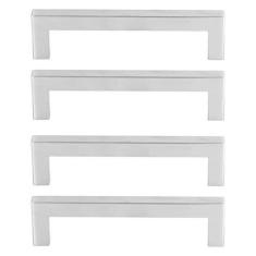 Imagem de Conjunto de 4 Puxadores de Armário 201 Gavetas Porta de Vidro de Aço Inoxidável Porta de Madeira Puxador de Aço Inoxidável 201 Aço Inoxidável para Prata Pequeno Conjunto de 4