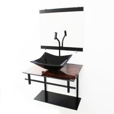 Imagem de Gabinete De Vidro 60Cm Ap Com Cuba Retangular