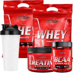 Imagem de Kit 2 Nutri Whey Refil Morango 907g +1 Amino Bcaa 2044mg 90 Cápsulas +1 Creatina 150g + 1 Coqueteleira  Integralmédica