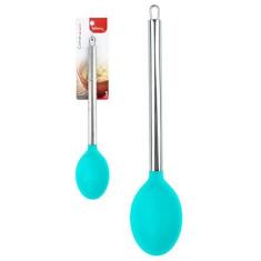 Imagem de Colher de servir silicone com cabo de metal ciano 32 cm