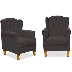 Imagem de Kit 02 Poltronas Decorativas Para Sala de Estar Yara P02 Suede Marrom - Lyam Decor