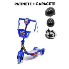 Imagem de Patinete Para Menino Ajusta Altura Até 71cm Mais Capacete - Dm Toys