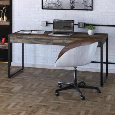 Imagem de Mesa de Escritório Industrial Kuadra 2 Gavetas 150 cm - Carvalho Dark/Preto
