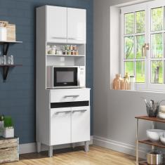 Imagem de Armário de Cozinha Compacta Kit 4 Portas 1 Gaveta AC410 Decibal Branco|Preto