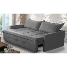 Imagem de Sofá Sem Caixa Retrátil e Reclinável 1,65m com Molas Maísa Suede Cinza Adonai Estofados