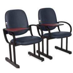 Imagem de 02 Cadeiras Para Auditório Com Prancheta Linha Dallas Auditório Azul