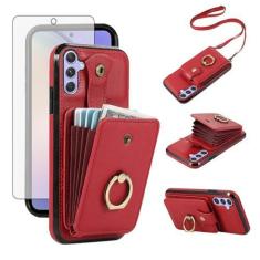 Imagem de Asuwish Capa de celular para Samsung Galaxy S23 FE 5G capa carteira celular com protetor de tela de vidro temperado e alça transversal anel suporte RFID cartão de crédito S 23 EF S23FE 23S mulheres