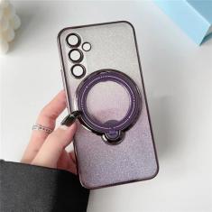 Imagem de Para samsung galaxy s24 s23 s22 plus ultra a54 a34 s20 fe caso glitter papel jam chapeamento ímã macio carga suporte capa, roxo, para galaxy s22