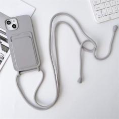 Imagem de Capa de telefone com alça crossbody para iPhone 15 14 13 12 11 Pro Max SE X XR XS Max 7 8 Plus Capa de silicone líquido, GY, para iPhone 14 Plus