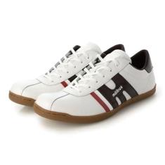 Imagem de MOBUS(モーブス) Tênis de couro unissex Munden, S.wht/Dk.marrom/vermelho, 39 BR