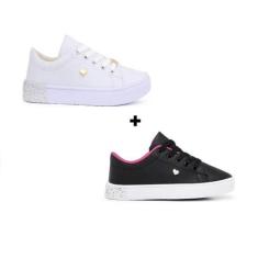 Imagem de Tênis Kit Dois Pares Infantil Escolar Sola Antiderrapante Feminino Juv