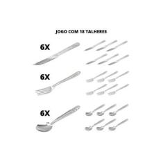 Imagem de Conjunto 18 Talheres Garfo Colher Faca Inox Luxo