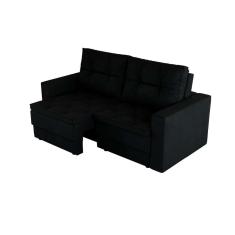 Imagem de Sofá 3 Lugares Retrátil Lucerna Suede Preto 180 Cm