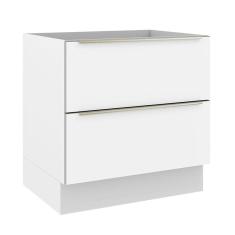 Imagem de Balcão Madesa Lux 80 cm 2 Gavetas (Sem Tampo) - Branco/Branco Veludo