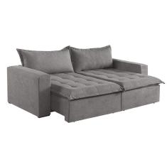 Imagem de Sofá Cama 2 Lugares Retrátil Reclinável Linho M-184 Martins Cinza