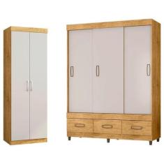 Imagem de Guarda Roupa Casal 20033 Flex com Multiuso 6020 Freijó Baunilha - Arap