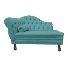 Imagem de Recamier Sofá Direito Larissa 120cm Sala Suede Azul Turquesa - Incasa