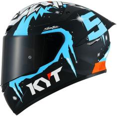 Imagem de Capacete KYT TT Course Masia Winter Test Preto e Azul Brilhante
