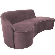 Imagem de Sofá Curvo 03 Lugares 210cm Eron Braço Direito Veludo Rosê - Nexta Cas