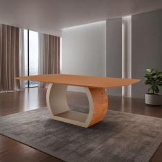 Imagem de Mesa para Sala de Jantar Ellis 180cm Madeira Tampo Barril Laminado Moderna Mobília