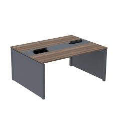 Imagem de Mesa de Plataforma Dupla para 2 Pessoas Corporativa 160x140/2p Walnut/Grafito