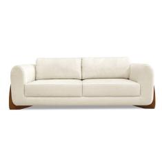 Imagem de Sofá 2 Lugares Base De Madeira Clarissa 160 Cm Linho S04 - D'rossi Cor Natural