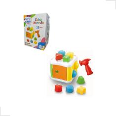 Imagem de Brinquedo Cubo Encaixar Elementos Formas Didático Educativo Infantil Bebês
