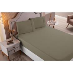 Imagem de Jogo de Cama Lençol Casal Queen 3 Peças Cappuccino Liso 100% Algodão